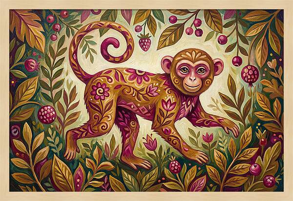 Macaque In Vibrant Foliage