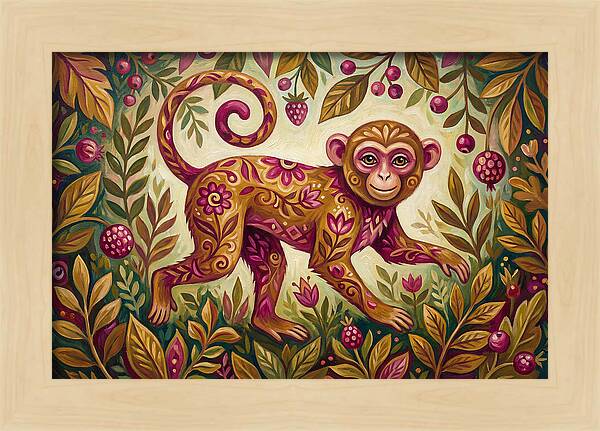 Macaque In Vibrant Foliage