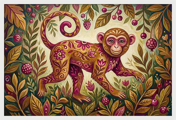 Macaque In Vibrant Foliage