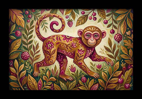 Macaque In Vibrant Foliage