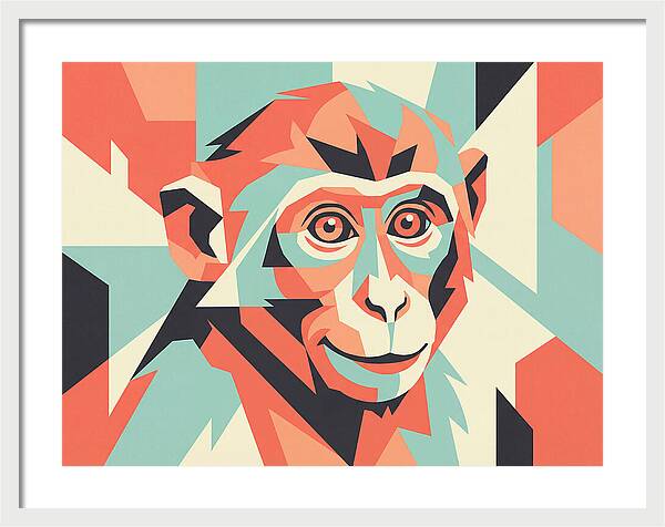 Macaque Portrait In Pop Art Style