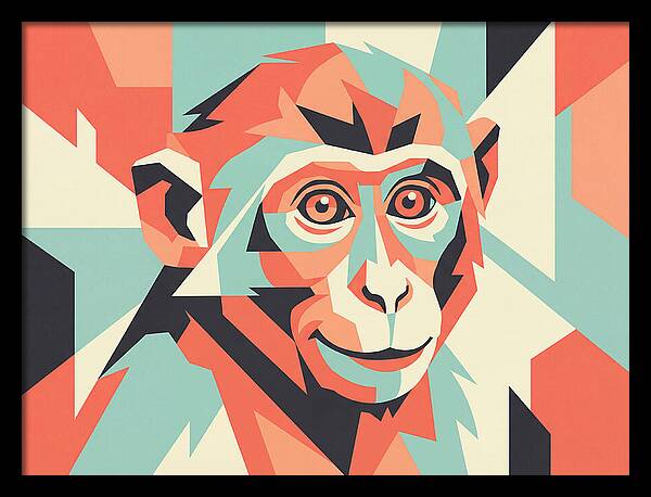 Macaque Portrait In Pop Art Style