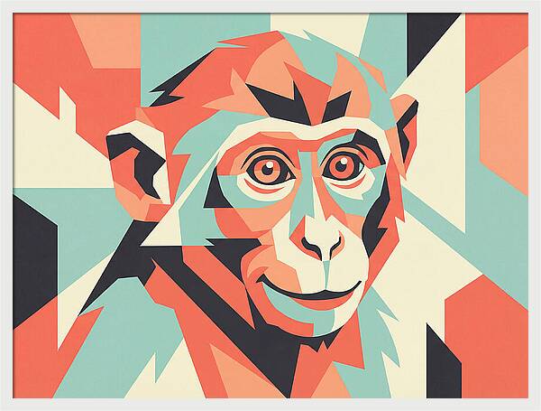 Macaque Portrait In Pop Art Style
