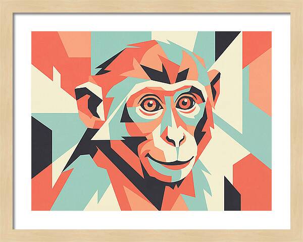 Macaque Portrait In Pop Art Style