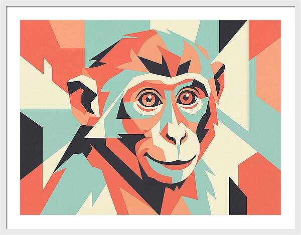 Macaque Portrait In Pop Art Style