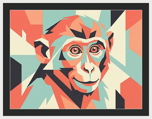 Macaque Portrait In Pop Art Style