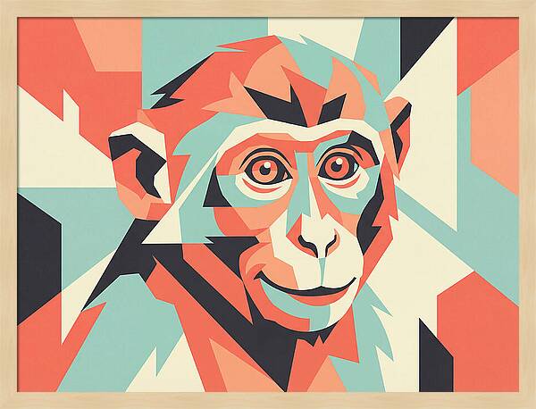 Macaque Portrait In Pop Art Style