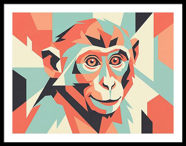 Macaque Portrait In Pop Art Style