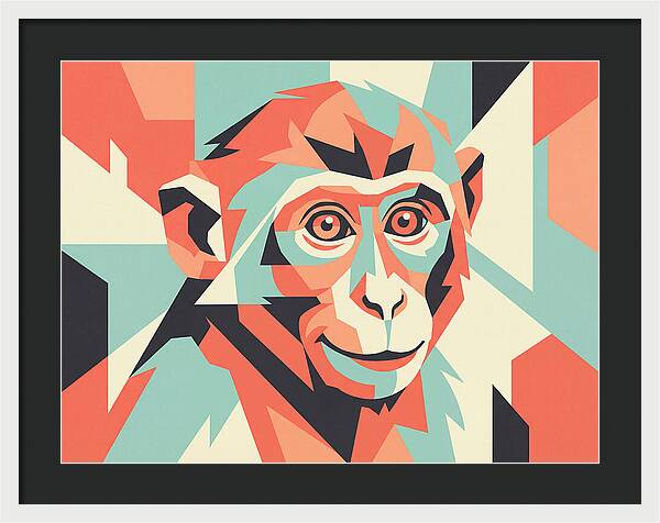 Macaque Portrait In Pop Art Style