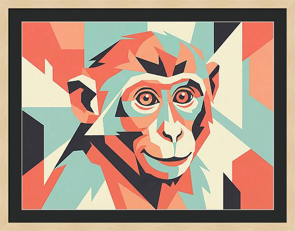 Macaque Portrait In Pop Art Style