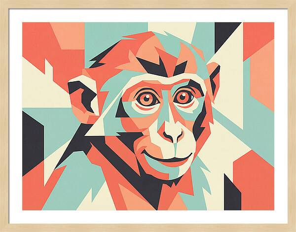Macaque Portrait In Pop Art Style