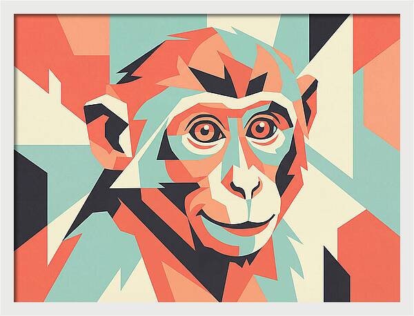 Macaque Portrait In Pop Art Style
