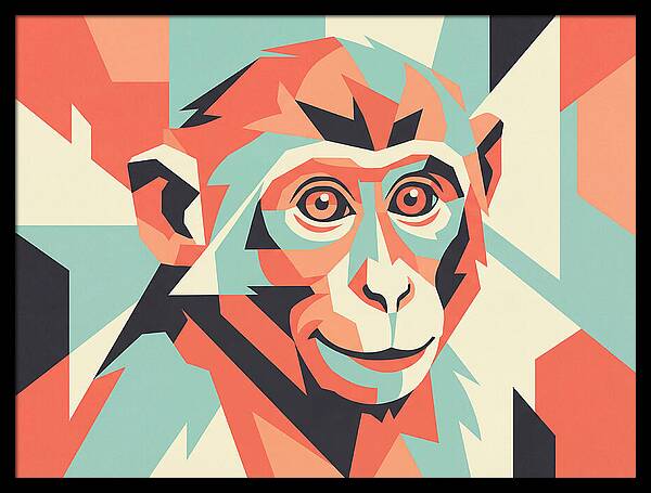 Macaque Portrait In Pop Art Style