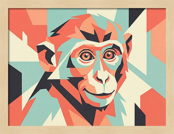 Macaque Portrait In Pop Art Style