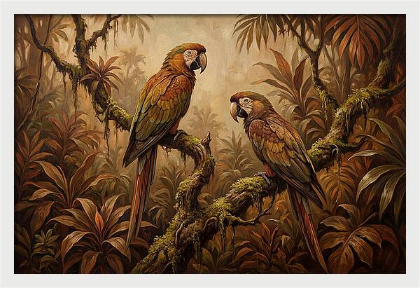 Macaw Pair On Tropical Branch