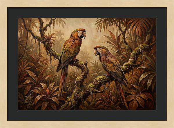Macaw Pair On Tropical Branch