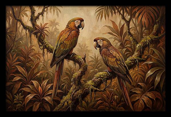 Macaw Pair On Tropical Branch