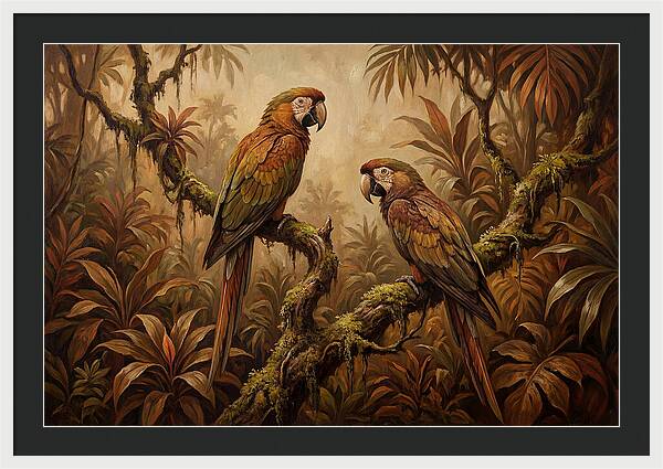 Macaw Pair On Tropical Branch