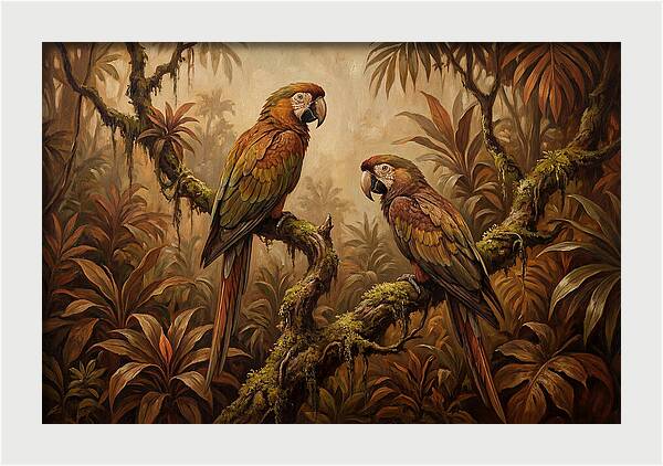 Macaw Pair On Tropical Branch