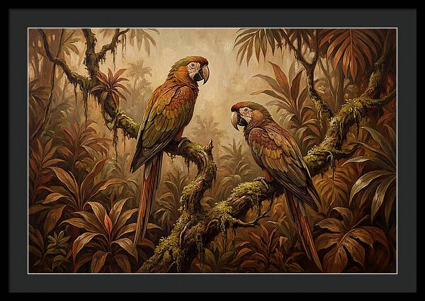 Macaw Pair On Tropical Branch