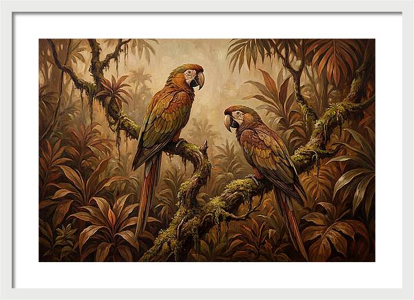 Macaw Pair On Tropical Branch