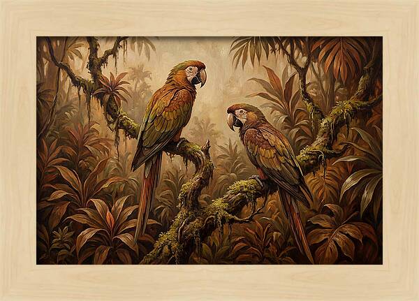 Macaw Pair On Tropical Branch