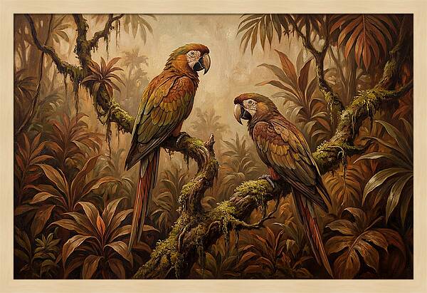 Macaw Pair On Tropical Branch