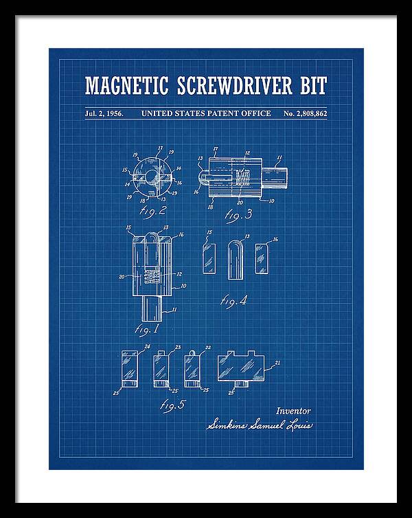 Magnetic Screwdriver Bit Blueprint Patent Us2808862a