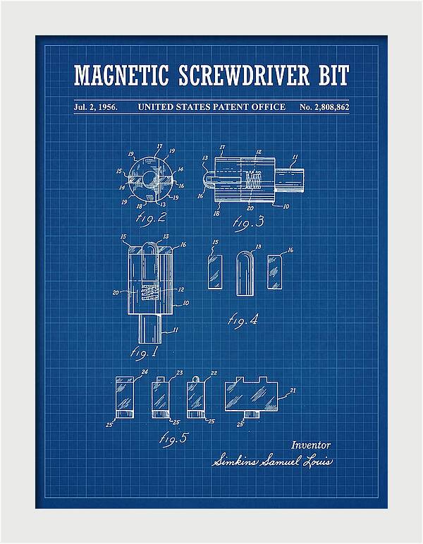 Magnetic Screwdriver Bit Blueprint Patent Us2808862a