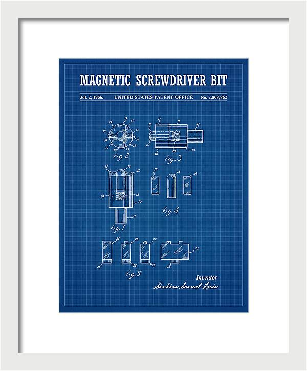 Magnetic Screwdriver Bit Blueprint Patent Us2808862a