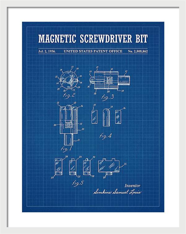 Magnetic Screwdriver Bit Blueprint Patent Us2808862a