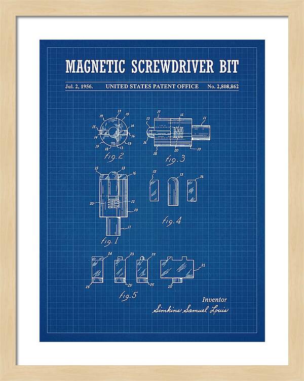 Magnetic Screwdriver Bit Blueprint Patent Us2808862a