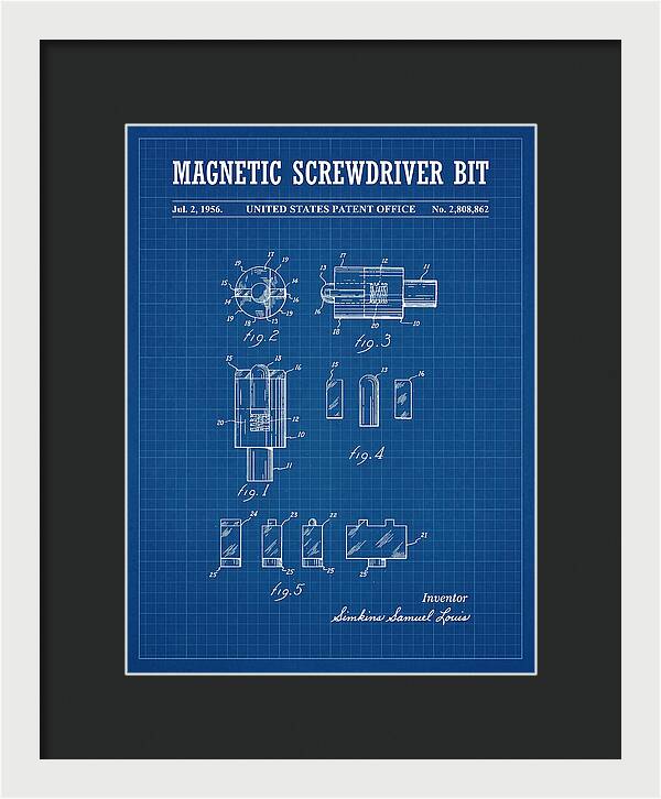 Magnetic Screwdriver Bit Blueprint Patent Us2808862a