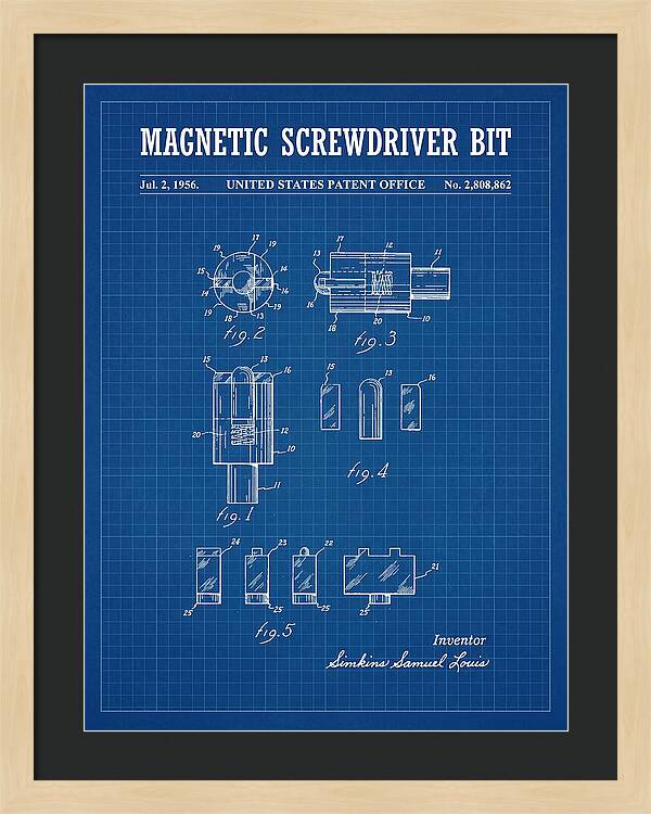 Magnetic Screwdriver Bit Blueprint Patent Us2808862a