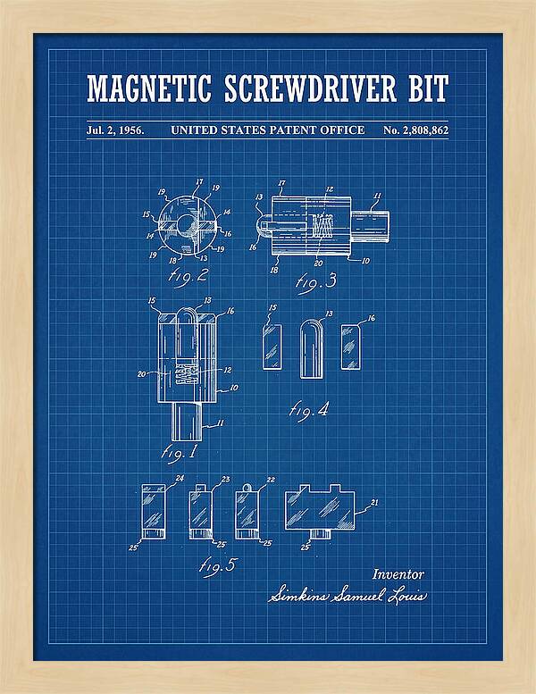 Magnetic Screwdriver Bit Blueprint Patent Us2808862a