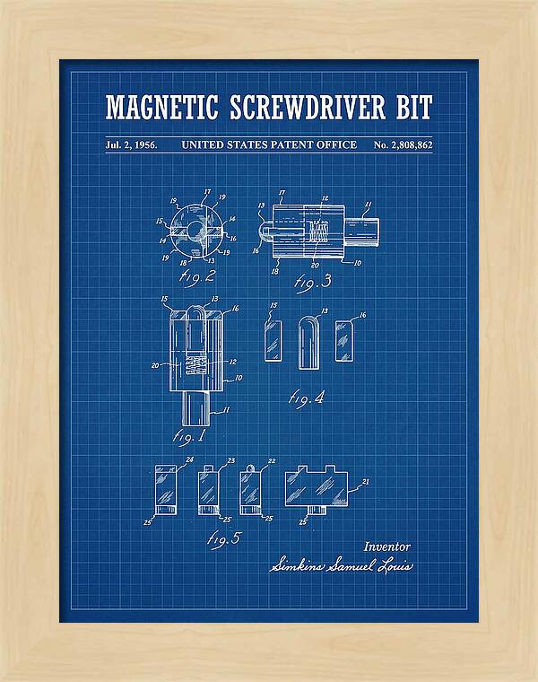 Magnetic Screwdriver Bit Blueprint Patent Us2808862a