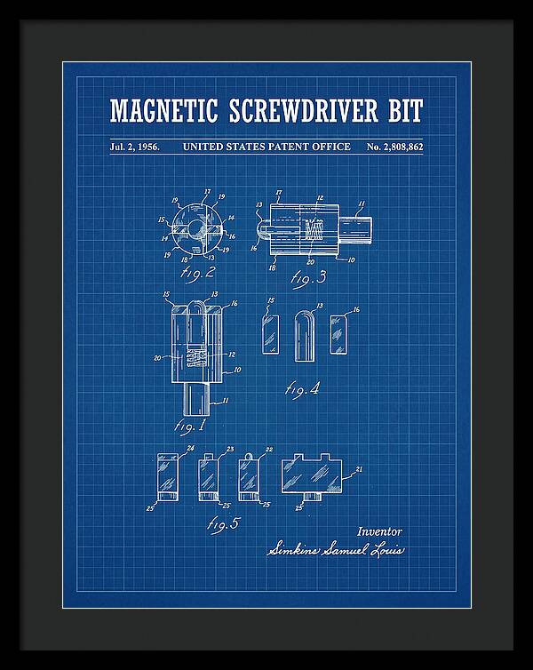 Magnetic Screwdriver Bit Blueprint Patent Us2808862a
