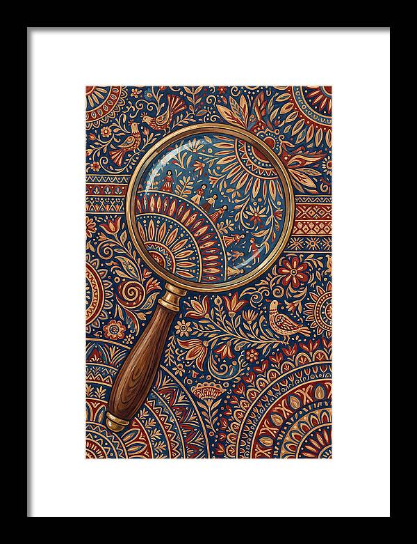 Magnifying Glass Over Folk Patterns