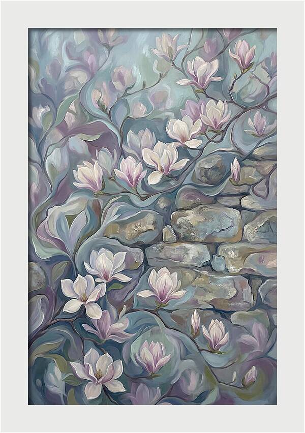 Magnolia Blossoms Against Stone