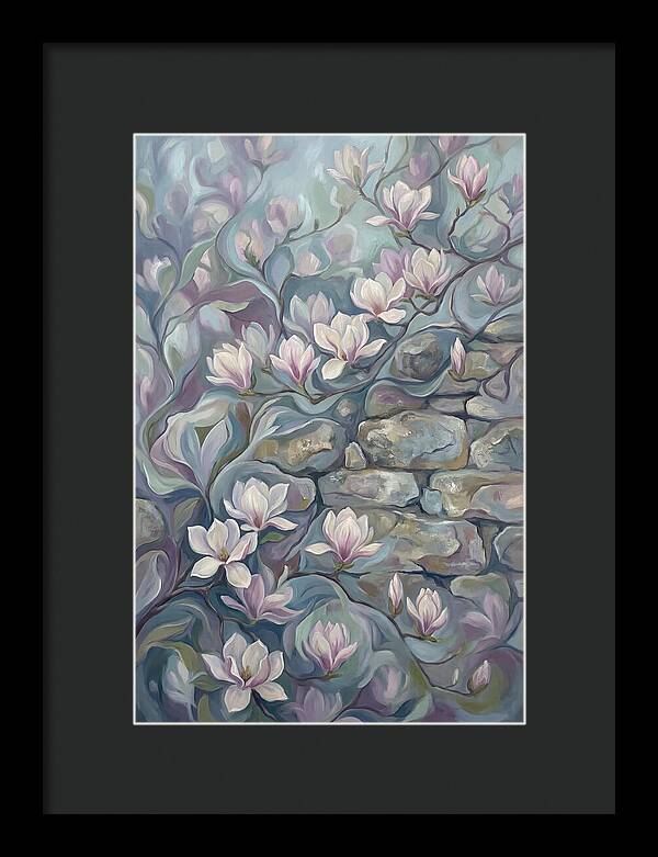 Magnolia Blossoms Against Stone