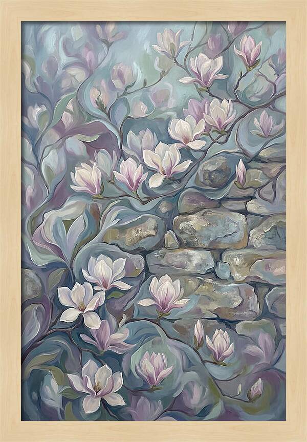 Magnolia Blossoms Against Stone