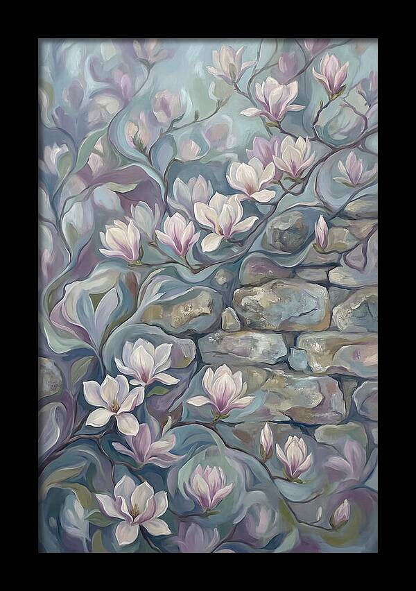 Magnolia Blossoms Against Stone