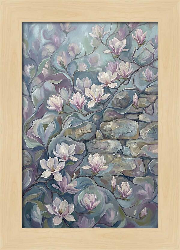 Magnolia Blossoms Against Stone