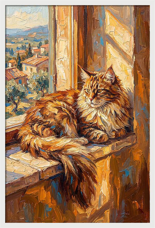 Maine Coon Relaxing By The Window