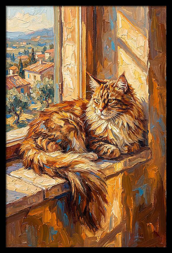 Maine Coon Relaxing By The Window