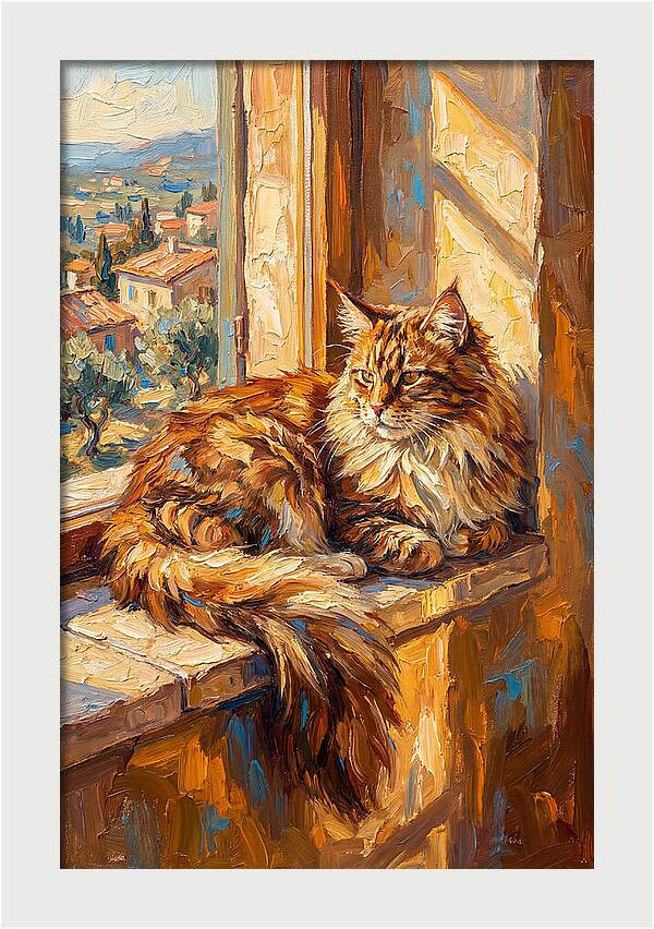 Maine Coon Relaxing By The Window
