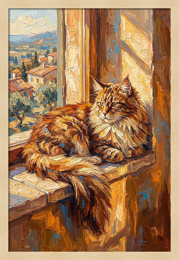 Maine Coon Relaxing By The Window