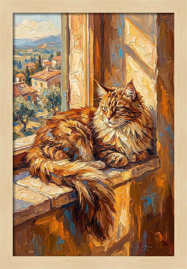 Maine Coon Relaxing By The Window