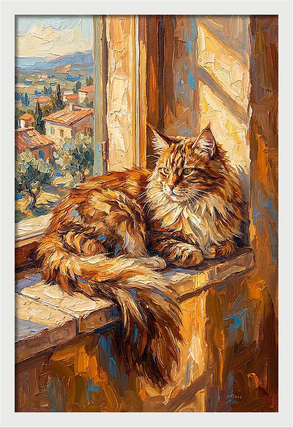 Maine Coon Relaxing By The Window
