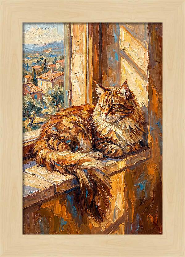 Maine Coon Relaxing By The Window